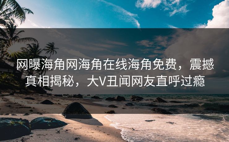 网曝海角网海角在线海角免费，震撼真相揭秘，大V丑闻网友直呼过瘾