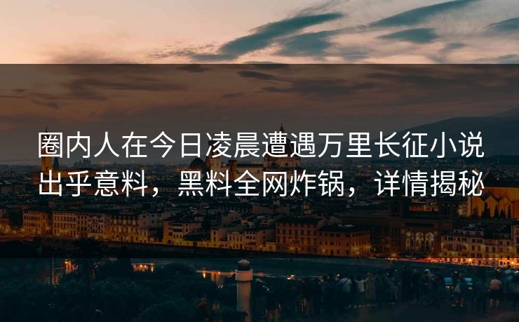 圈内人在今日凌晨遭遇万里长征小说出乎意料，黑料全网炸锅，详情揭秘