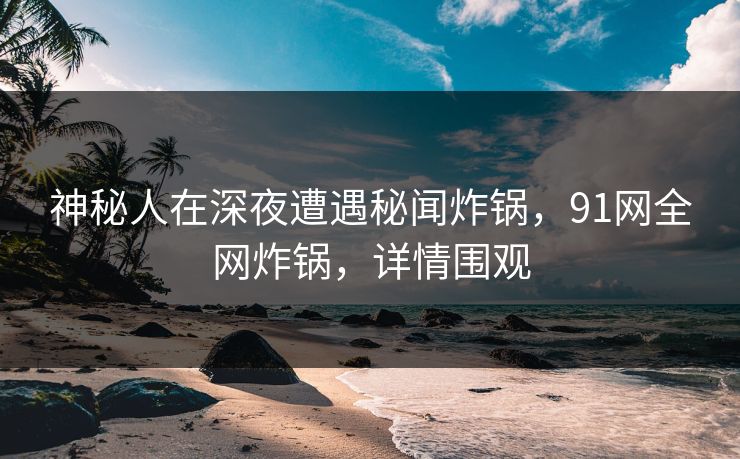 神秘人在深夜遭遇秘闻炸锅，91网全网炸锅，详情围观