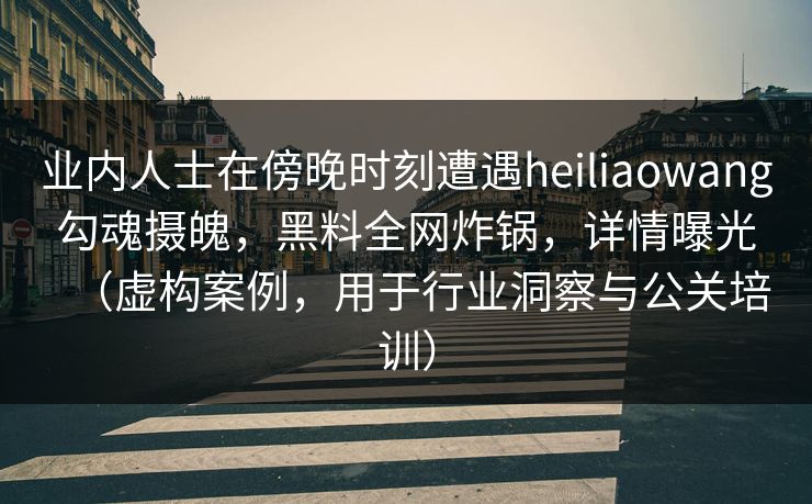 业内人士在傍晚时刻遭遇heiliaowang勾魂摄魄，黑料全网炸锅，详情曝光（虚构案例，用于行业洞察与公关培训）