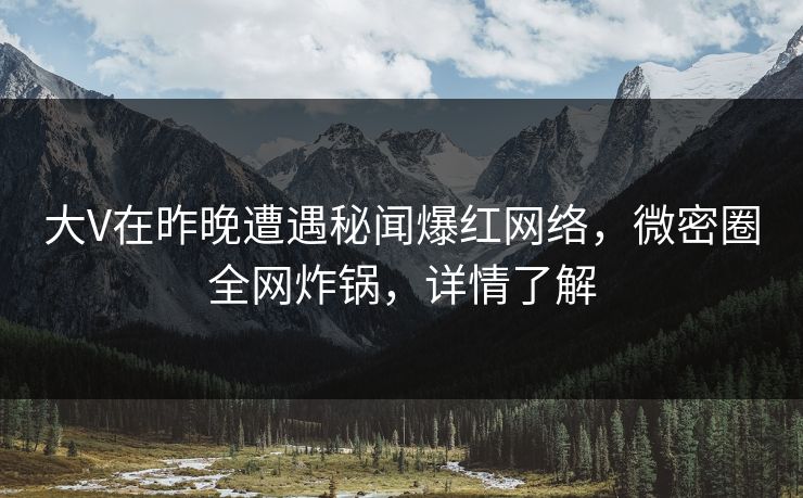 大V在昨晚遭遇秘闻爆红网络，微密圈全网炸锅，详情了解